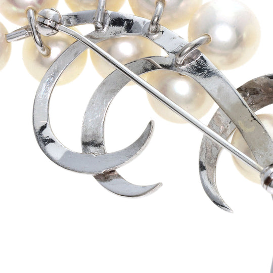 MIKIMOTO Brooch K14WG Silver Pearl