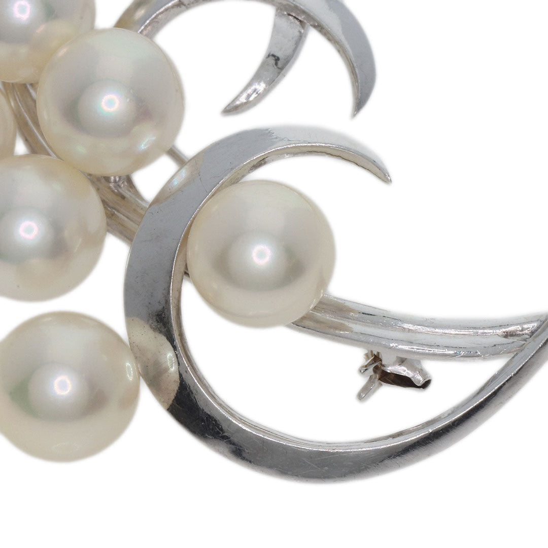 MIKIMOTO Brooch K14WG Silver Pearl