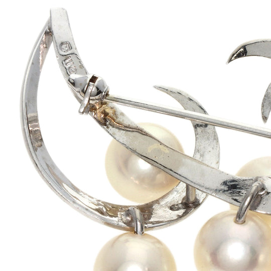 MIKIMOTO Brooch K14WG Silver Pearl