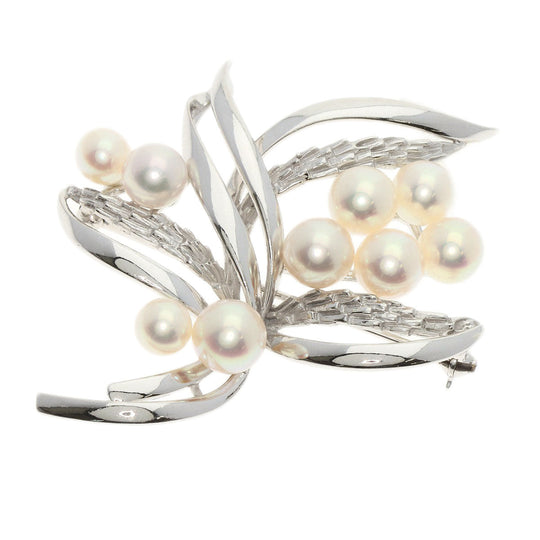 MIKIMOTO Brooch K14WG Silver Akoya pearl Pearl Women Used Authentic