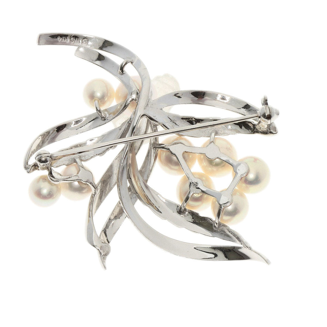 MIKIMOTO Brooch K14WG Silver Akoya pearl Pearl Women Used Authentic