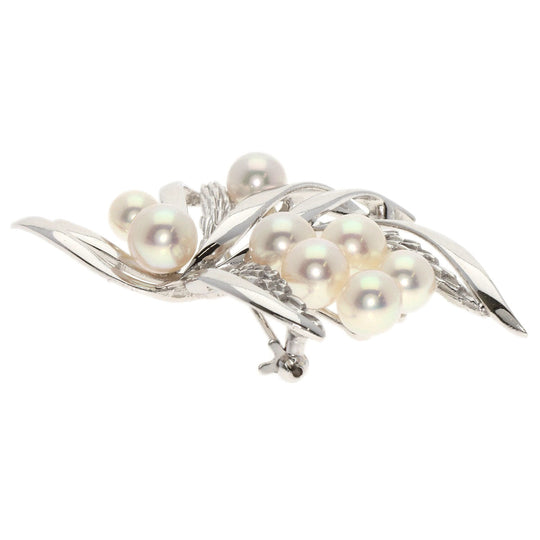 MIKIMOTO Brooch K14WG Silver Akoya pearl Pearl Women Used Authentic