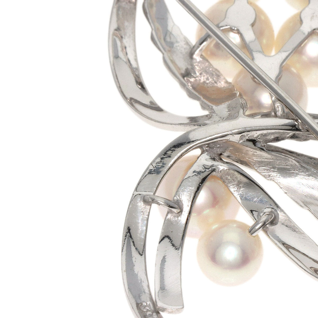 MIKIMOTO Brooch K14WG Silver Akoya pearl Pearl Women Used Authentic