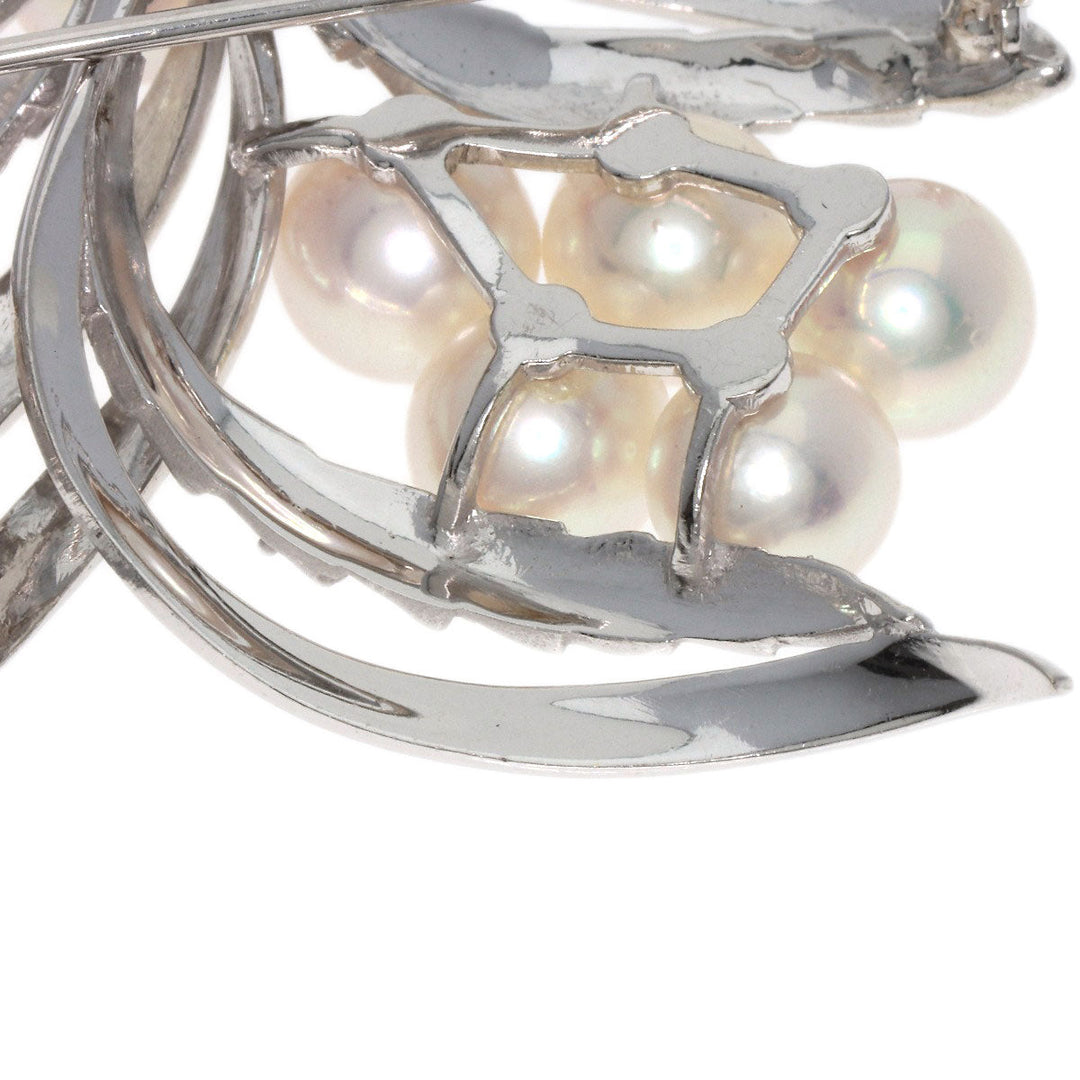 MIKIMOTO Brooch K14WG Silver Akoya pearl Pearl Women Used Authentic