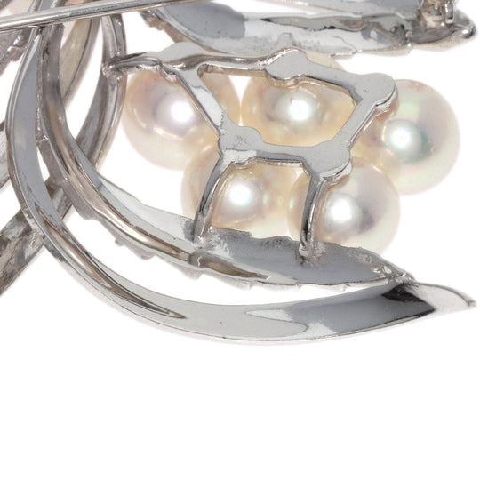 MIKIMOTO Brooch K14WG Silver Akoya pearl Pearl Women Used Authentic