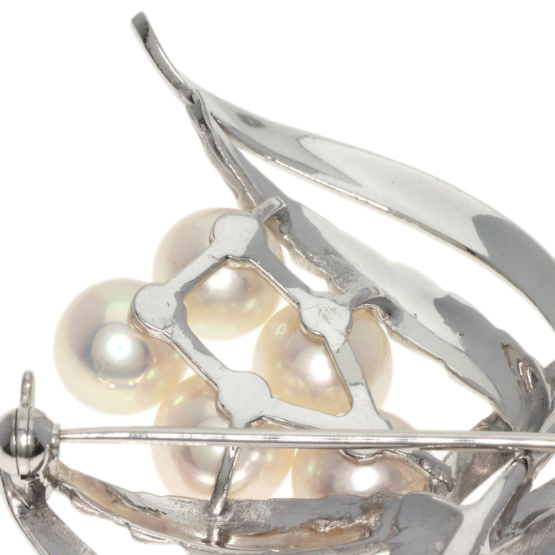 MIKIMOTO Brooch K14WG Silver Akoya pearl Pearl Women Used Authentic