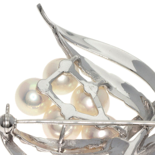 MIKIMOTO Brooch K14WG Silver Akoya pearl Pearl Women Used Authentic