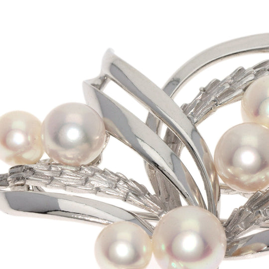 MIKIMOTO Brooch K14WG Silver Akoya pearl Pearl Women Used Authentic