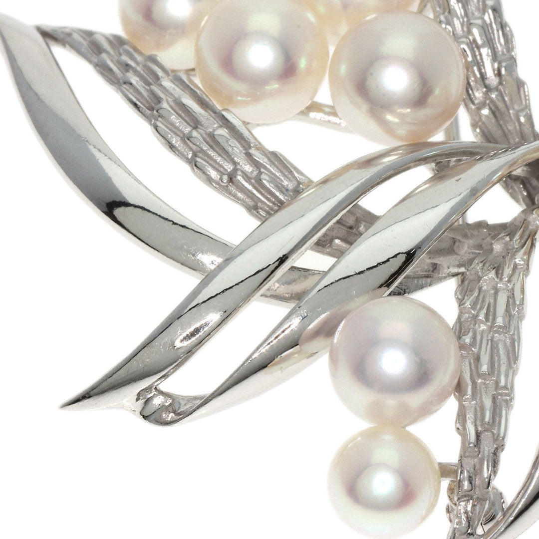 MIKIMOTO Brooch K14WG Silver Akoya pearl Pearl Women Used Authentic