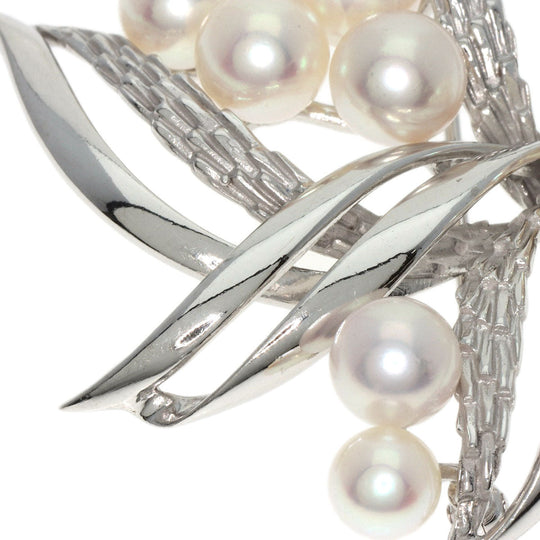 MIKIMOTO Brooch K14WG Silver Akoya pearl Pearl Women Used Authentic