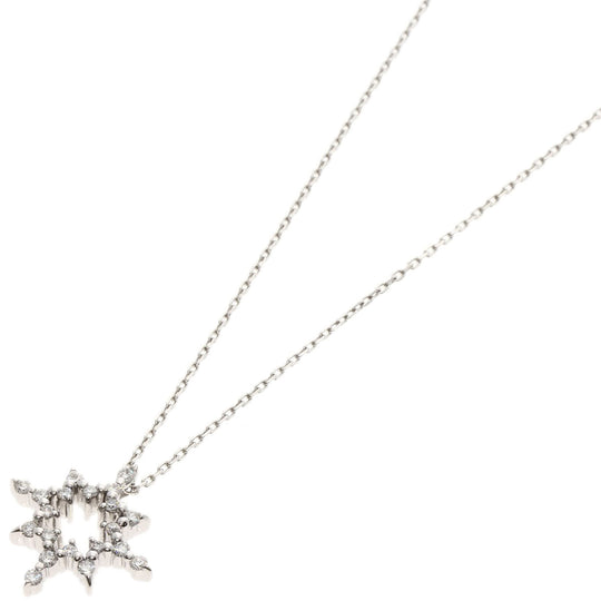 STAR JEWELRY Necklace K18WG Silver diamond Women Used Authentic