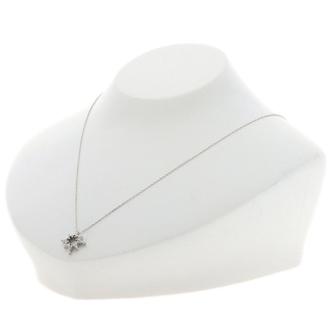 STAR JEWELRY Necklace K18WG Silver diamond Women Used Authentic