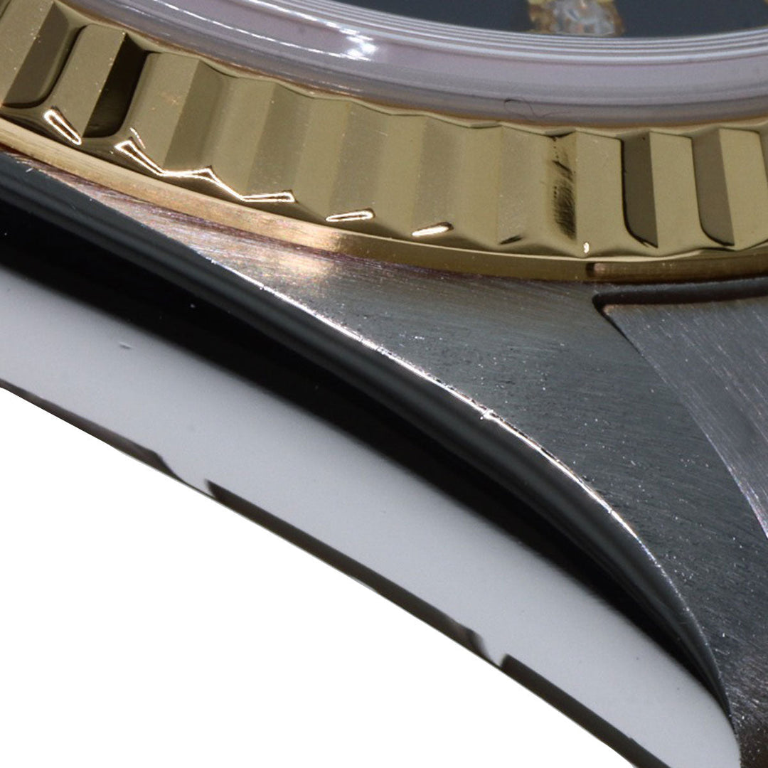 ROLEX Watches Mechanical Automatic 16233G Stainless Steel , SSxK18YG gold Datejust 10P Diamond black dial mens Used Authentic