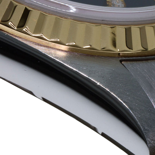 ROLEX Watches Mechanical Automatic 16233G Stainless Steel , SSxK18YG gold Datejust 10P Diamond black dial mens Used Authentic