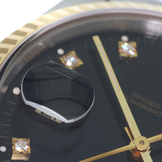 ROLEX Watches Mechanical Automatic 16233G Stainless Steel , SSxK18YG gold Datejust 10P Diamond black dial mens Used Authentic