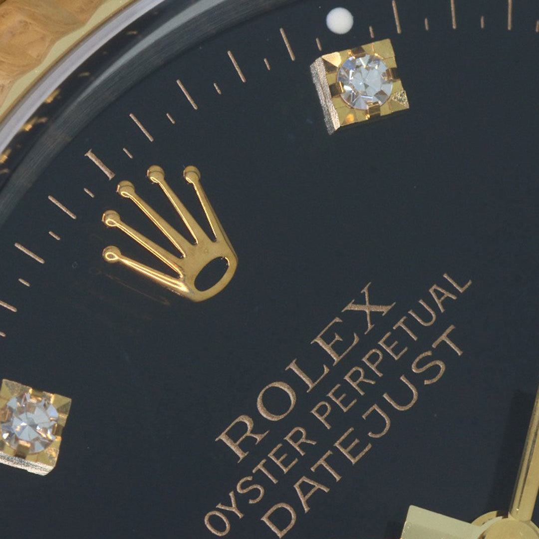ROLEX Watches Mechanical Automatic 16233G Stainless Steel , SSxK18YG gold Datejust 10P Diamond black dial mens Used Authentic
