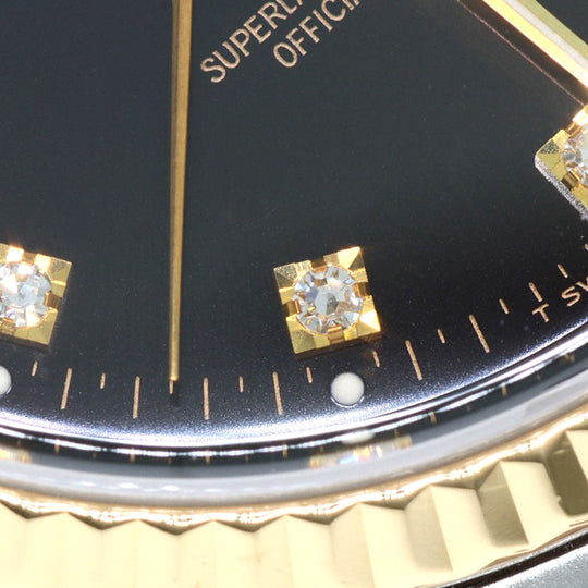 ROLEX Watches Mechanical Automatic 16233G Stainless Steel , SSxK18YG gold Datejust 10P Diamond black dial mens Used Authentic