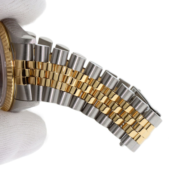 ROLEX Watches Mechanical Automatic 16233G Stainless Steel , SSxK18YG gold Datejust 10P Diamond black dial mens Used Authentic