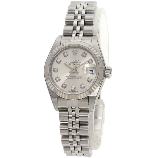 ROLEX Watches Mechanical Automatic 79174G Stainless Steel , Stainless Steel , K18WG Silver Datejust 10P Diamond Silver dial Women Used Authentic