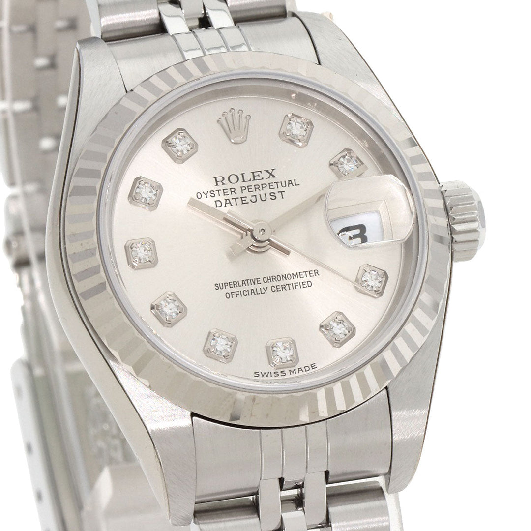 ROLEX Watches Mechanical Automatic 79174G Stainless Steel , Stainless Steel , K18WG Silver Datejust 10P Diamond Silver dial Women Used Authentic