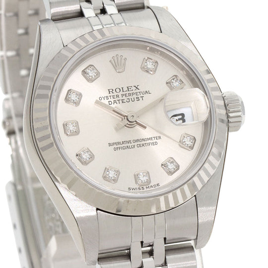 ROLEX Watches Mechanical Automatic 79174G Stainless Steel , Stainless Steel , K18WG Silver Datejust 10P Diamond Silver dial Women Used Authentic