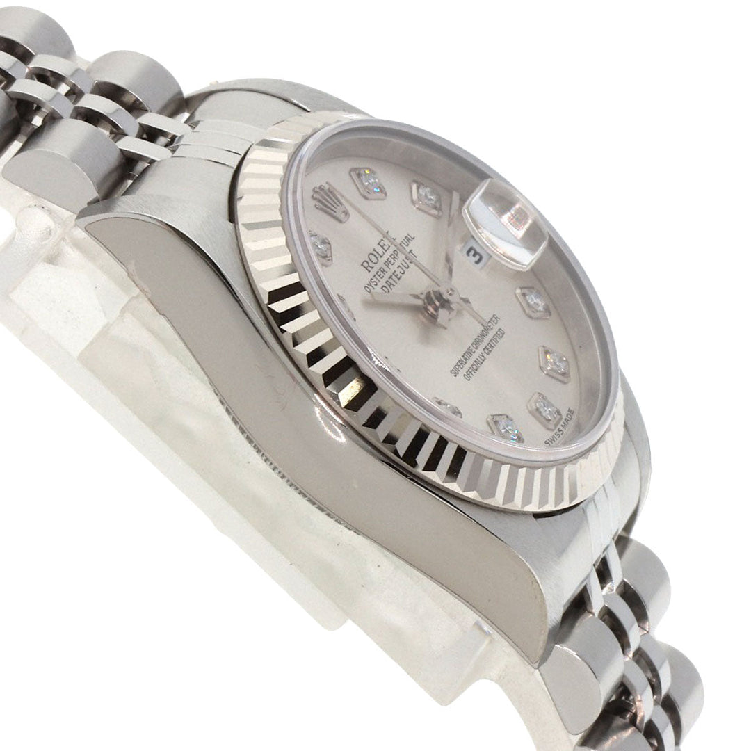 ROLEX Watches Mechanical Automatic 79174G Stainless Steel , Stainless Steel , K18WG Silver Datejust 10P Diamond Silver dial Women Used Authentic