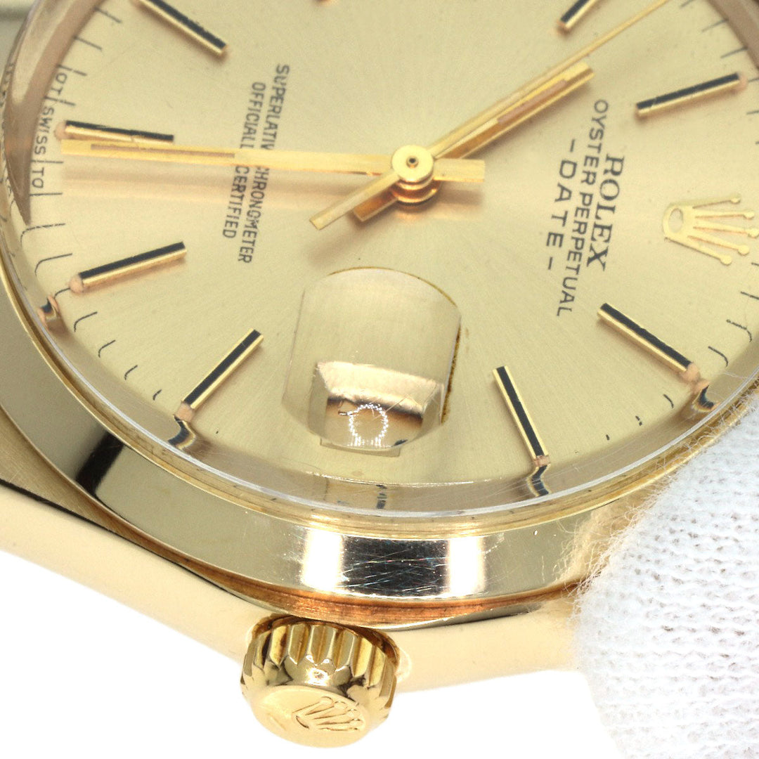 ROLEX Watches Mechanical Automatic 1500 K14YG, leather gold Oyster Perpetual Date 1972 gold dial mens Used Authentic