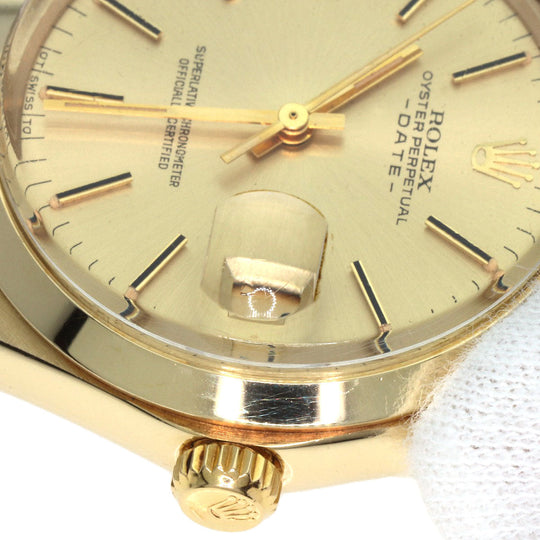 ROLEX Watches Mechanical Automatic 1500 K14YG, leather gold Oyster Perpetual Date 1972 gold dial mens Used Authentic