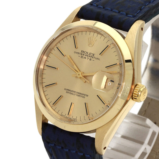 ROLEX Watches Mechanical Automatic 1500 K14YG, leather gold Oyster Perpetual Date 1972 gold dial mens Used Authentic