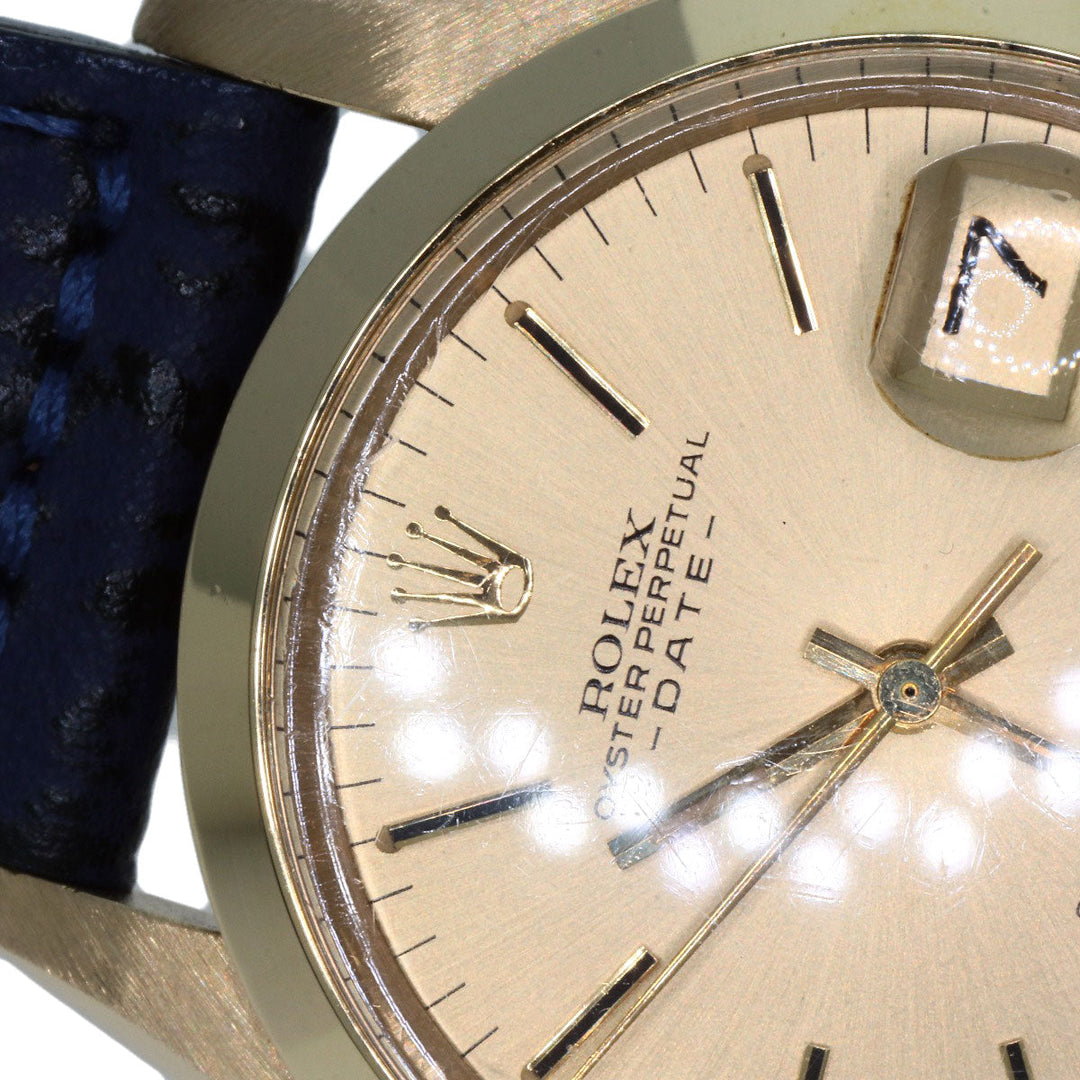 ROLEX Watches Mechanical Automatic 1500 K14YG, leather gold Oyster Perpetual Date 1972 gold dial mens Used Authentic