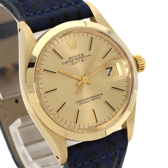 ROLEX Watches Mechanical Automatic 1500 K14YG, leather gold Oyster Perpetual Date 1972 gold dial mens Used Authentic