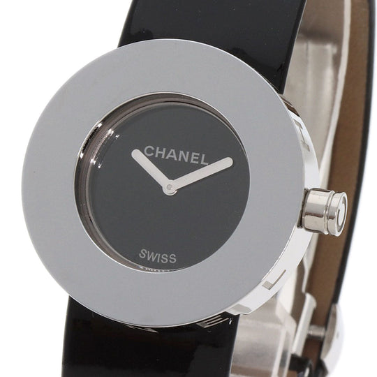 CHANEL Watches Quartz H0579 Stainless Steel, Leather Silver La Ronde black dial Women Used Authentic