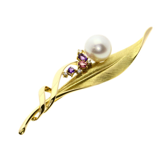 TASAKI Brooch 18K Yellow Gold gold Pearl Amethyst Diamond Women Used Authentic