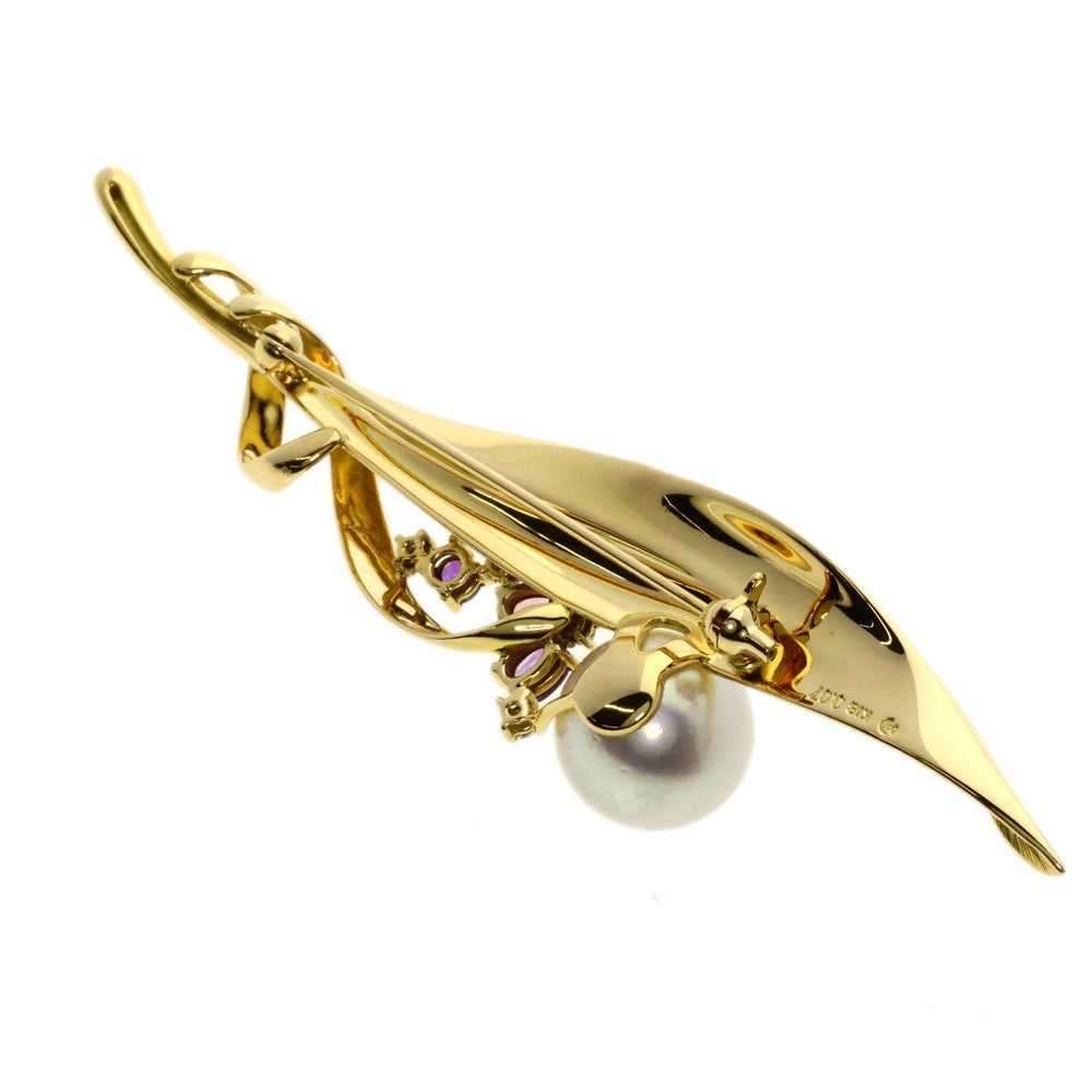 TASAKI Brooch 18K Yellow Gold gold Pearl Amethyst Diamond Women Used Authentic