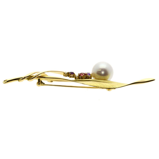 TASAKI Brooch 18K Yellow Gold gold Pearl Amethyst Diamond Women Used Authentic