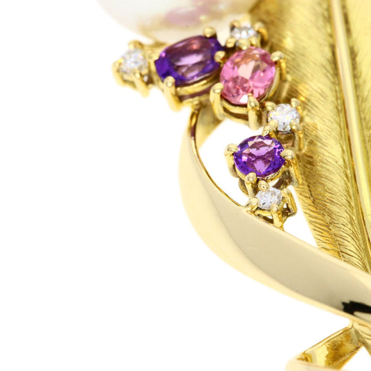 TASAKI Brooch 18K Yellow Gold gold Pearl Amethyst Diamond Women Used Authentic