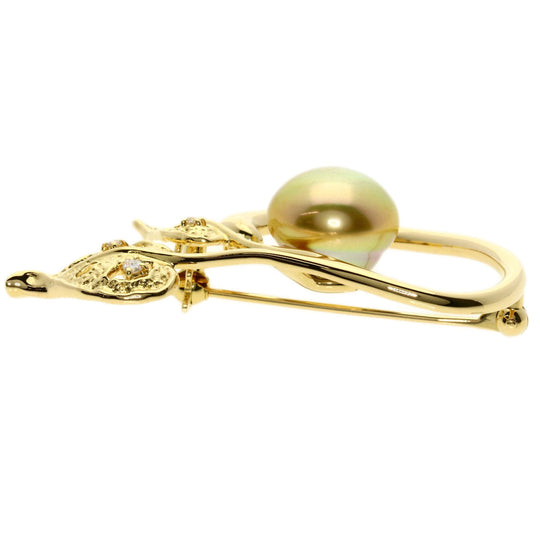 TASAKI Brooch 18K Yellow Gold gold Golden Pearl Diamond