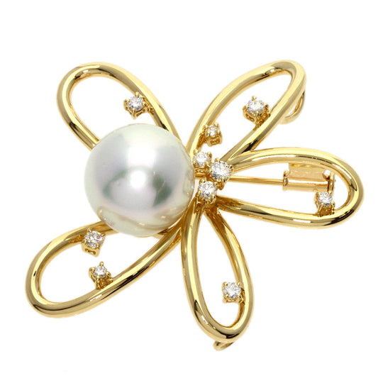 TASAKI Brooch 18K Yellow Gold gold White butterfly pearl pearl diamond Women Used Authentic