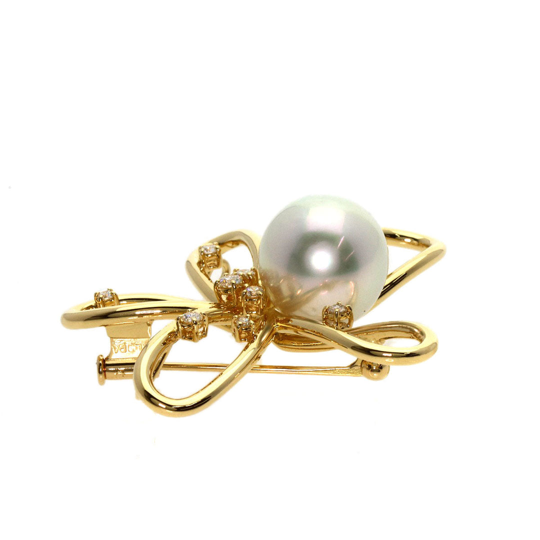 TASAKI Brooch 18K Yellow Gold gold White butterfly pearl pearl diamond Women Used Authentic