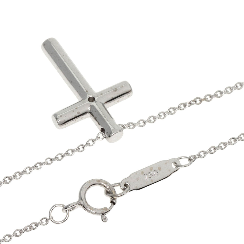TIFFANY&Co. Necklace K18WG Silver Cross 1P Diamond Women Used Authentic
