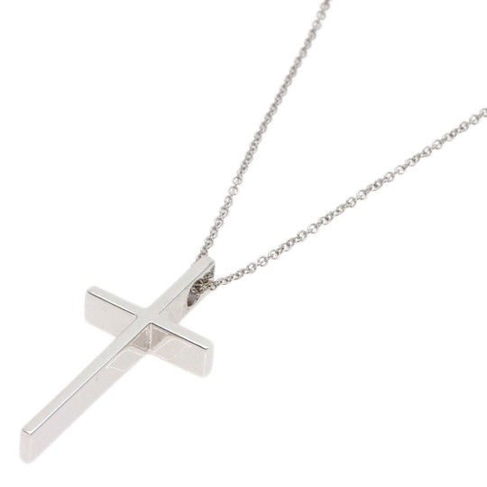 TIFFANY&Co. Necklace K18WG Silver cross Women Used Authentic