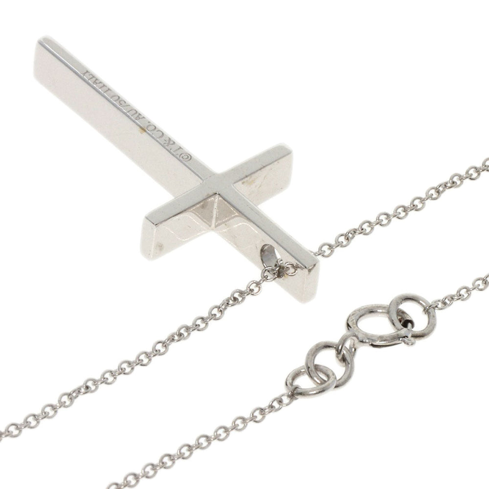 TIFFANY&Co. Necklace K18WG Silver cross Women Used Authentic