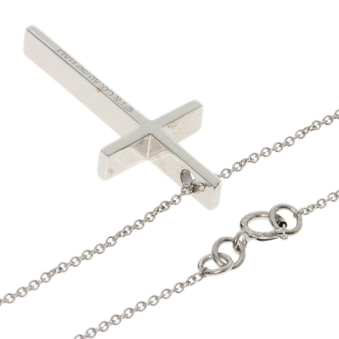 TIFFANY&Co. Necklace K18WG Silver cross Women Used Authentic