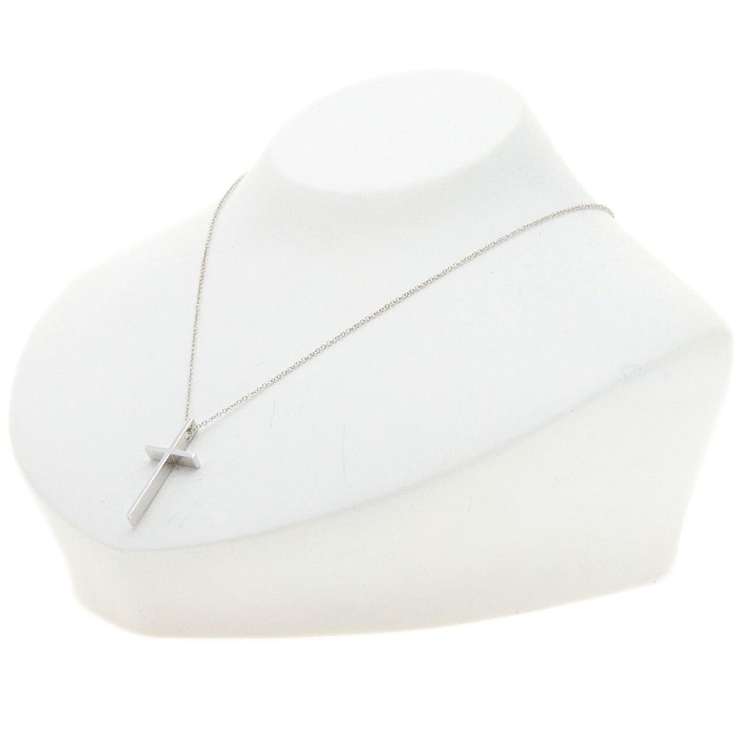 TIFFANY&Co. Necklace K18WG Silver cross Women Used Authentic