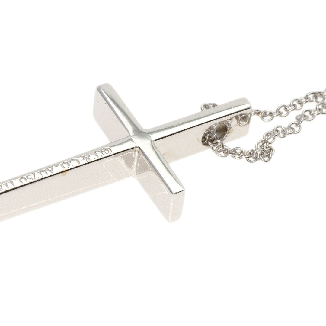 TIFFANY&Co. Necklace K18WG Silver cross Women Used Authentic