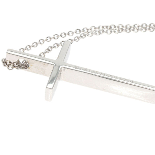 TIFFANY&Co. Necklace K18WG Silver cross Women Used Authentic