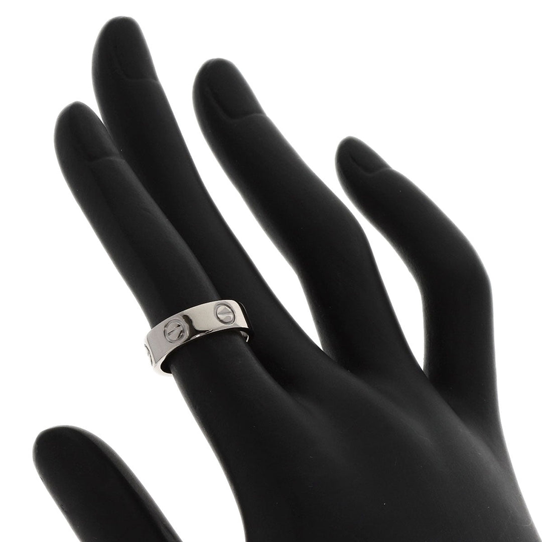 CARTIER Ring K18WG Silver Love Ring #47 Women Used Authentic