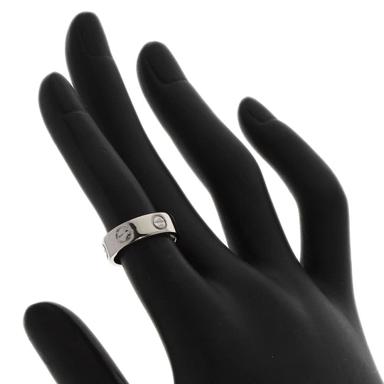 CARTIER Ring K18WG Silver Love Ring #47 Women Used Authentic