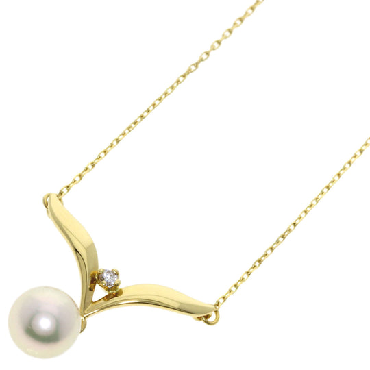 MIKIMOTO Necklace 18K Yellow Gold gold Pearl pearl diamond Women Used Authentic