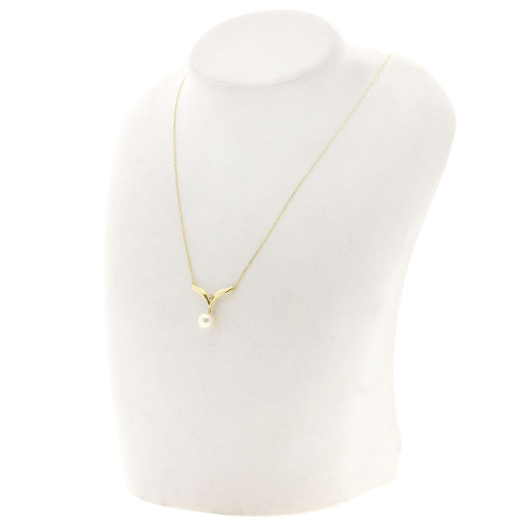 MIKIMOTO Necklace 18K Yellow Gold gold Pearl pearl diamond Women Used Authentic